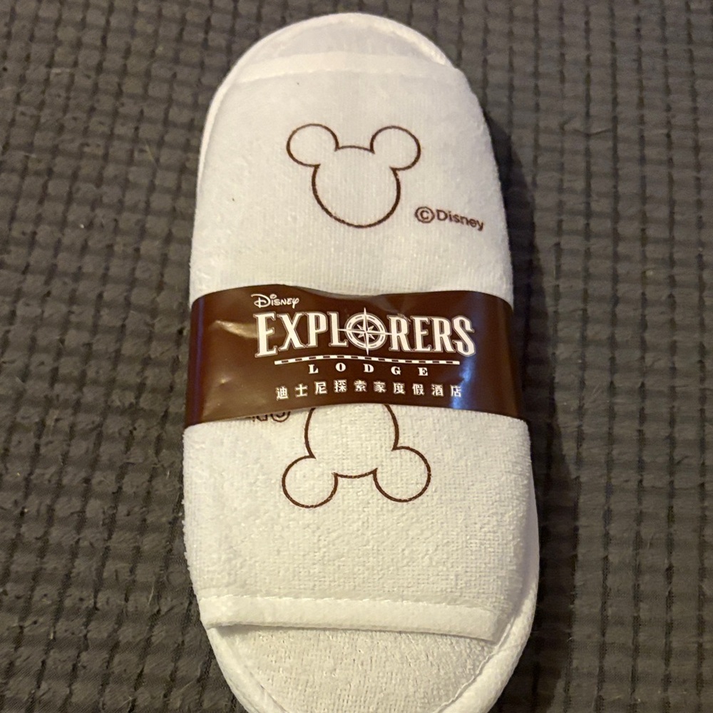 Disney HONG KONG Explorers Lodge White Disney Slippers - Exclusive ONE SIZE